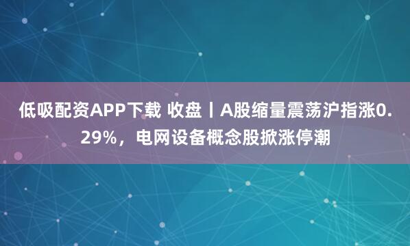 低吸配资APP下载 收盘丨A股缩量震荡沪指涨0.29%，电网设备概念股掀涨停潮